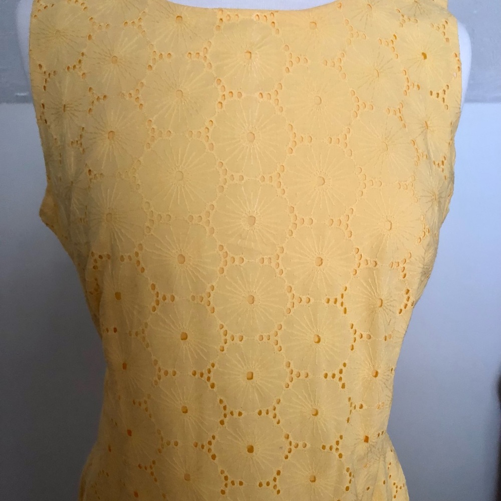 Fun Yellow Spring/Summer Dress - Talbots 14p - Lined with Embroidery Detail - Picture 4 of 8